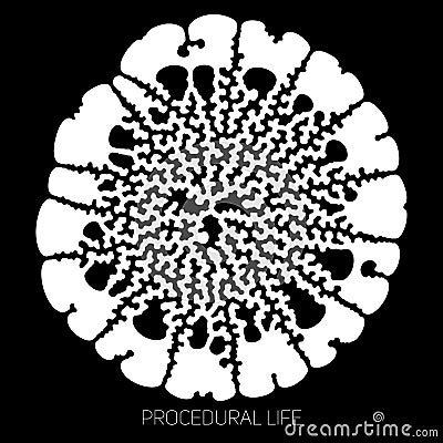 Vector circular unknown life abstract shape. Biological procedural cellular growth structure. Differential growth of Vector Illustration