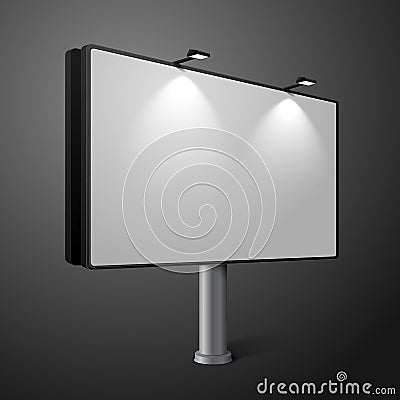 Vector city billboard with lamps, isolated on dark Vector Illustration