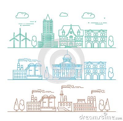 Vector city, environment and industry illustration Vector Illustration