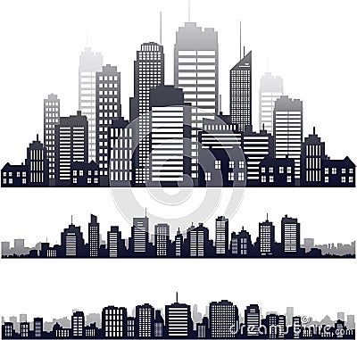 Vector city silhouette isolated on white Vector Illustration