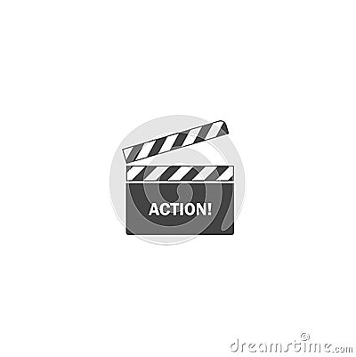 Vector clapper for movie with inscription on white isolated background Vector Illustration