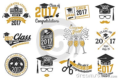 Vector Class of 2017 badge. Vector Illustration