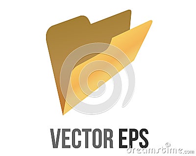 Vector classic gradient yellow computer empty file folder icon with document Vector Illustration