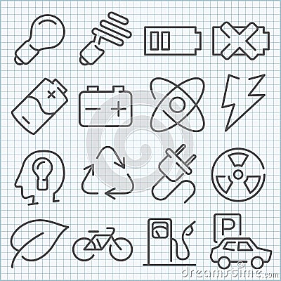 Vector clean icons set for web design and application user inter Vector Illustration