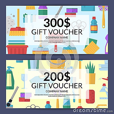 Vector cleaning icon discount. Gift voucher for cleaning Vector Illustration