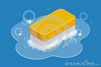 Vector cleaning service element. Sponge foam bubbles. Cleaning supplies. Template for banners, web sites, printed Vector Illustration