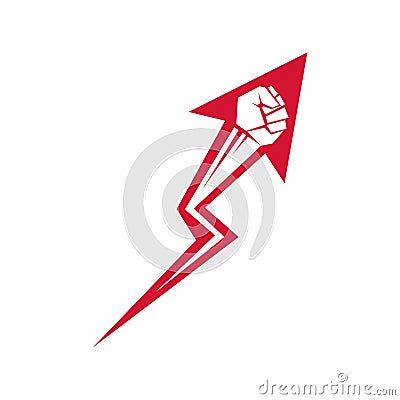 Vector clenched fist of a strong man created in shape of arrow. Vector Illustration