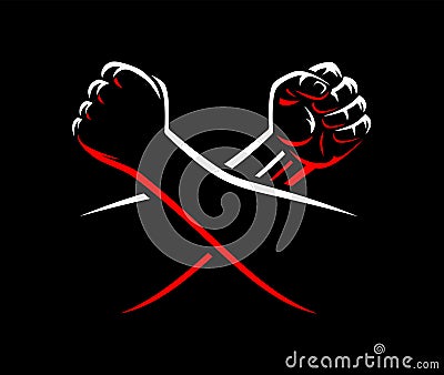 Vector clenched fists fight MMA, wrestling, kick boxing, karate sport Vector Illustration