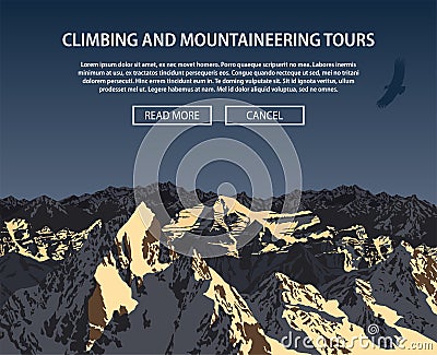 Vector climbing and mountaineering background theme, Trekking, hiking Vector Illustration