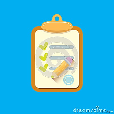 Vector Clipboard icon with checkmarks and pencil Vector Illustration