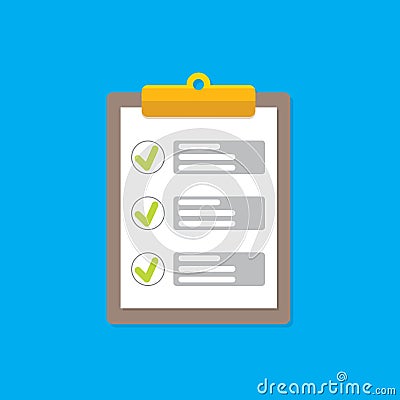 Vector Clipboard icon with green checkmarks Vector Illustration