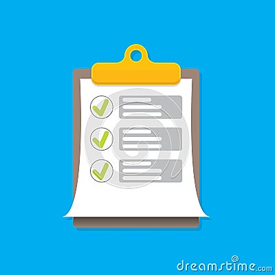 Vector Clipboard icon with green checkmarks Vector Illustration