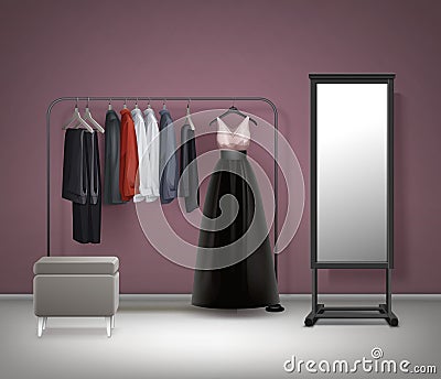 Vector Cloakroom interior front view Vector Illustration