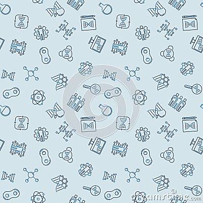 Vector Cloning blue seamless pattern in outline style Vector Illustration