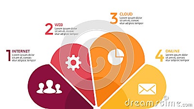 Vector cloud infographic, cycle diagram, internet technology graph, web presentation chart Vector Illustration