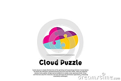 vector cloud puzzle logo design template Vector Illustration