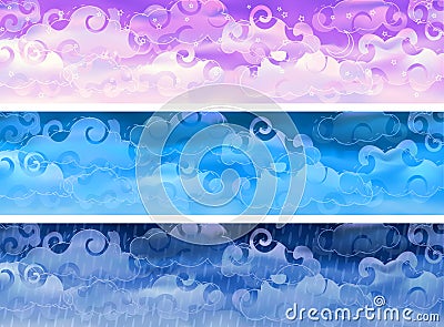 Vector cloudy sky weather banners Vector Illustration