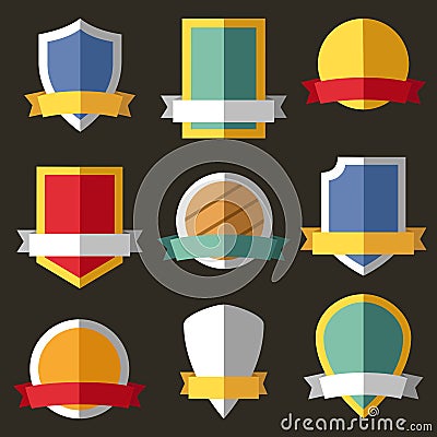 Vector coats of arms, shields, ribbons Vector Illustration