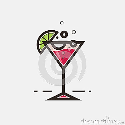 Vector cocktail Cosmopolitan Vector Illustration