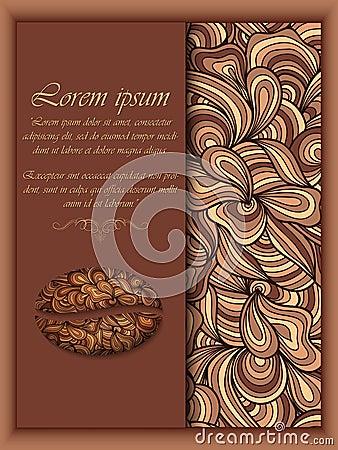 Vector coffee background with floral pattern elements. Vector Illustration