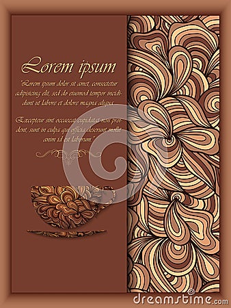 Vector coffee background with floral pattern elements. Vector Illustration