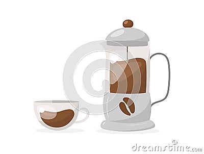 Vector coffee brewer and cup isolated on white background Vector Illustration