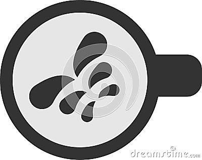 Vector coffee cup icon with a beautiful image. Top view. Vector Illustration