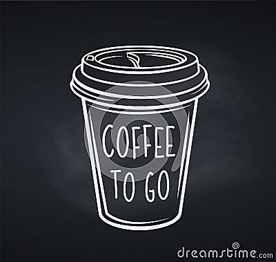 Coffee cup in blackboard style. Vector Illustration