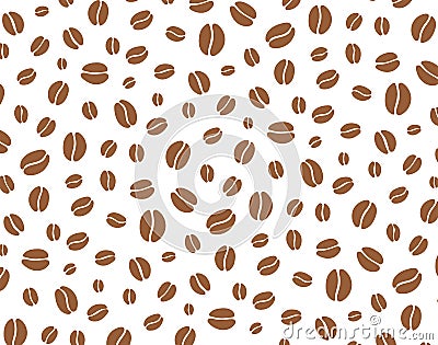 Vector coffee seamless pattern with brown random beans Vector Illustration