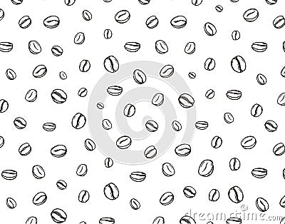 Vector white pattern. Coffee line beans Vector Illustration