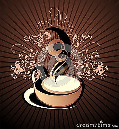 Vector coffee,tea floral background Vector Illustration