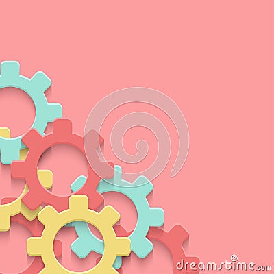 Vector cogs gear colorful art background. Technology clipart Vector Illustration