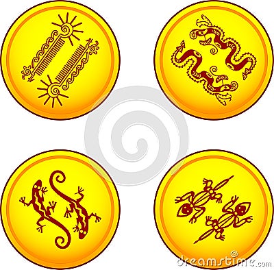 Vector coins with animal pairs Vector Illustration