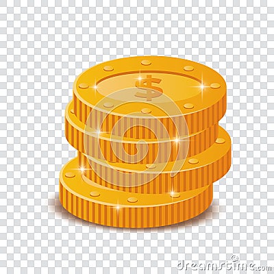 Vector coins with dollar sign Vector Illustration