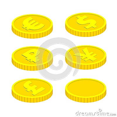 Vector coins on white background Vector Illustration