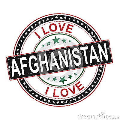 Vector collage Afghanistan grunge love seal stamp Vector Illustration
