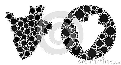 SARS Virus Mosaic Inverted and Black Burundi Map Vector Illustration