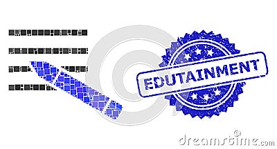 Grunge Edutainment Stamp Seal and Square Dot Collage Edit Text Vector Illustration