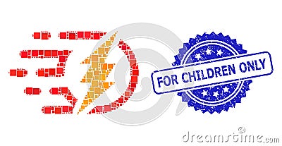 Rubber For Children Only Stamp Seal and Square Dot Collage Electrical Power Vector Illustration