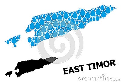 Vector Collage Map of East Timor of Water Dews and Solid Map Vector Illustration