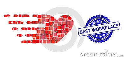 Rubber Best Workplace Stamp Seal and Square Dot Collage Rush Lovely Heart Vector Illustration