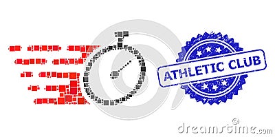 Grunge Athletic Club Stamp and Square Dot Mosaic Time Tracker Vector Illustration