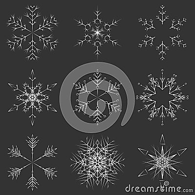 Vector icy abstract crystal snow flakes Vector Illustration