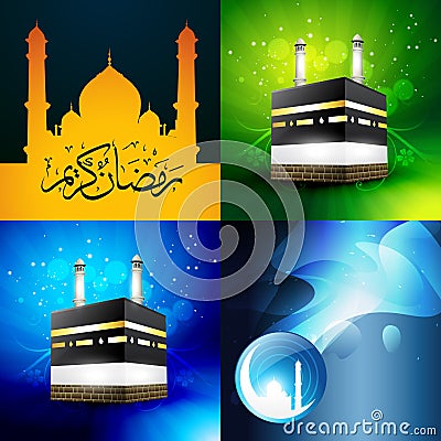 Vector collection of attractive background of ramadan kareem Cartoon Illustration