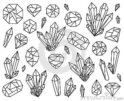 Vector Collection of Beautiful Crystals and Gemstones Vector Illustration