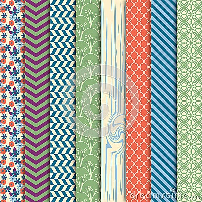 Vector Collection of Bright and Colorful Backgrounds or Digital Papers Vector Illustration