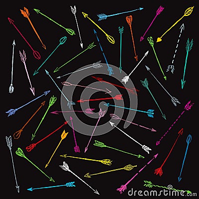 Vector collection colour hand-drawn arrows Vector Illustration