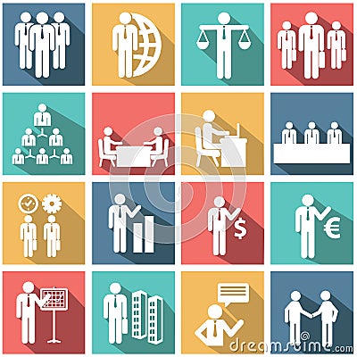 Vector collection of colorful flat business and finance icons. Stock Photo