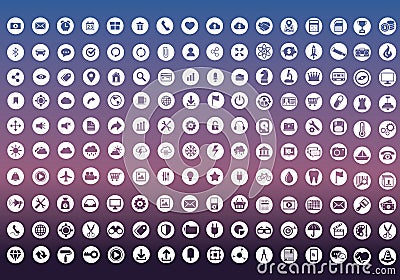 Vector collection of colorful flat business and finance icons. Stock Photo