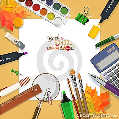 Vector Collection of colorful School Supplies in Vector Illustration